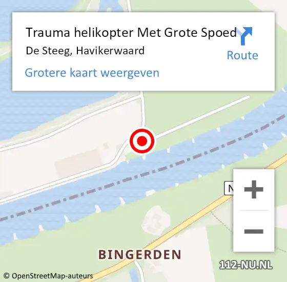Locatie op kaart van de 112 melding: Trauma helikopter Met Grote Spoed Naar De Steeg, Havikerwaard op 16 oktober 2022 17:23