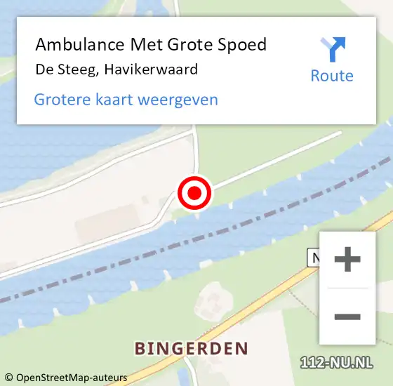 Locatie op kaart van de 112 melding: Ambulance Met Grote Spoed Naar De Steeg, Havikerwaard op 16 oktober 2022 17:24