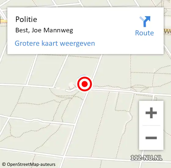 Locatie op kaart van de 112 melding: Politie Best, Joe Mannweg op 16 oktober 2022 17:32