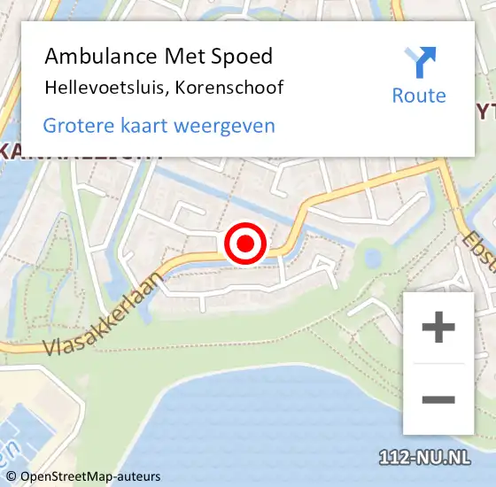Locatie op kaart van de 112 melding: Ambulance Met Spoed Naar Hellevoetsluis, Korenschoof op 16 oktober 2022 18:23