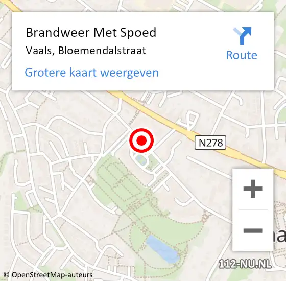 Locatie op kaart van de 112 melding: Brandweer Met Spoed Naar Vaals, Bloemendalstraat op 16 oktober 2022 18:25