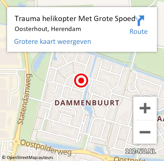 Locatie op kaart van de 112 melding: Trauma helikopter Met Grote Spoed Naar Oosterhout, Herendam op 16 oktober 2022 18:27