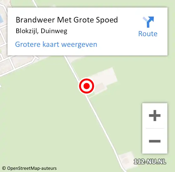 Locatie op kaart van de 112 melding: Brandweer Met Grote Spoed Naar Blokzijl, Duinweg op 17 oktober 2022 03:34