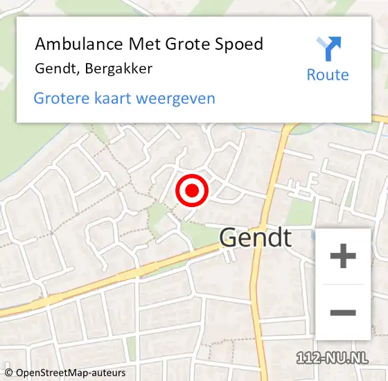 Locatie op kaart van de 112 melding: Ambulance Met Grote Spoed Naar Gendt, Bergakker op 17 oktober 2022 04:16