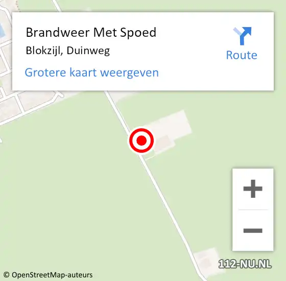 Locatie op kaart van de 112 melding: Brandweer Met Spoed Naar Blokzijl, Duinweg op 17 oktober 2022 04:29