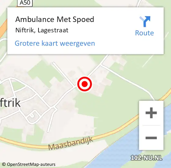 Locatie op kaart van de 112 melding: Ambulance Met Spoed Naar Niftrik, Lagestraat op 17 oktober 2022 05:04