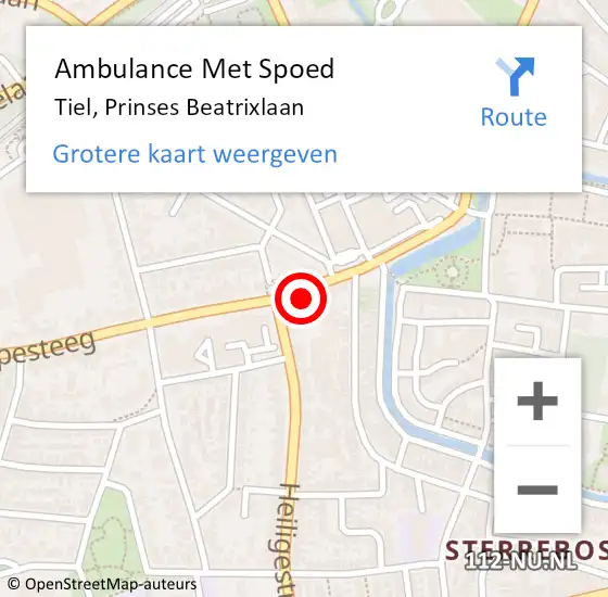 Locatie op kaart van de 112 melding: Ambulance Met Spoed Naar Tiel, Prinses Beatrixlaan op 17 oktober 2022 07:20