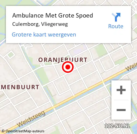 Locatie op kaart van de 112 melding: Ambulance Met Grote Spoed Naar Culemborg, Vliegerweg op 17 oktober 2022 09:23