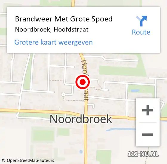 Locatie op kaart van de 112 melding: Brandweer Met Grote Spoed Naar Noordbroek, Hoofdstraat op 17 oktober 2022 11:28