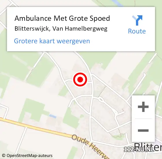 Locatie op kaart van de 112 melding: Ambulance Met Grote Spoed Naar Blitterswijck, Van Hamelbergweg op 17 oktober 2022 11:52