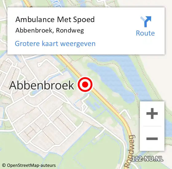 Locatie op kaart van de 112 melding: Ambulance Met Spoed Naar Abbenbroek, Rondweg op 17 oktober 2022 12:10