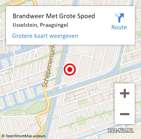 Locatie op kaart van de 112 melding: Brandweer Met Grote Spoed Naar IJsselstein, Praagsingel op 17 oktober 2022 13:37