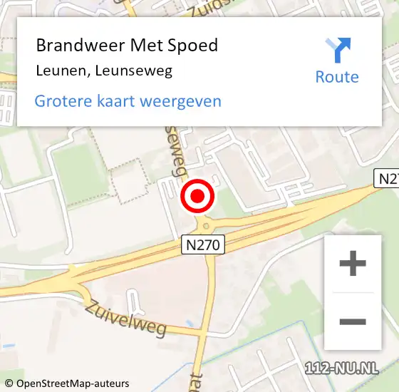 Locatie op kaart van de 112 melding: Brandweer Met Spoed Naar Leunen, Leunseweg op 17 oktober 2022 14:05