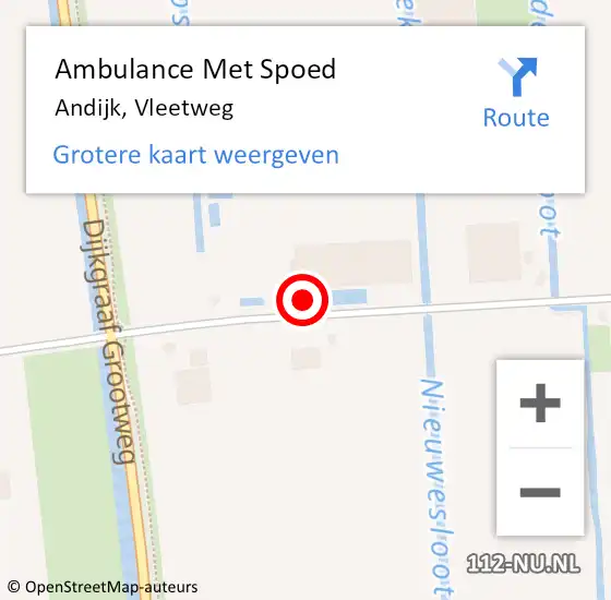 Locatie op kaart van de 112 melding: Ambulance Met Spoed Naar Andijk, Vleetweg op 17 oktober 2022 14:43