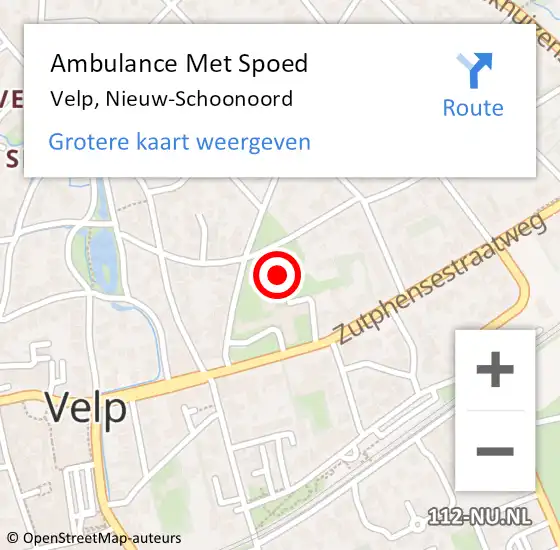 Locatie op kaart van de 112 melding: Ambulance Met Spoed Naar Velp, Nieuw-Schoonoord op 17 oktober 2022 15:00