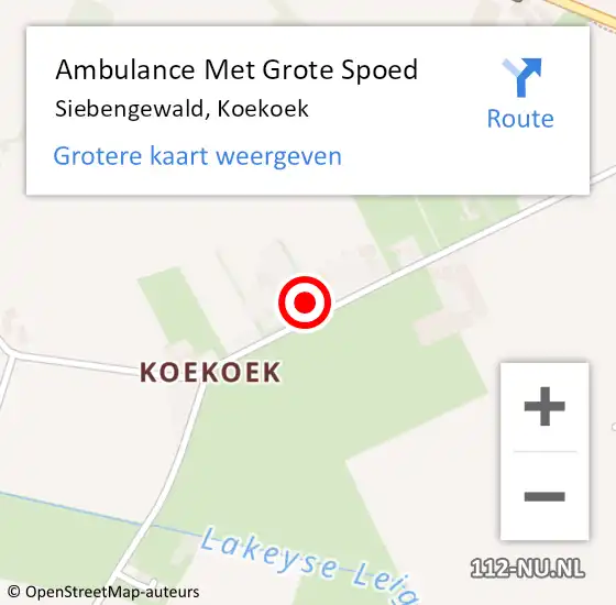 Locatie op kaart van de 112 melding: Ambulance Met Grote Spoed Naar Siebengewald, Koekoek op 17 oktober 2022 15:03