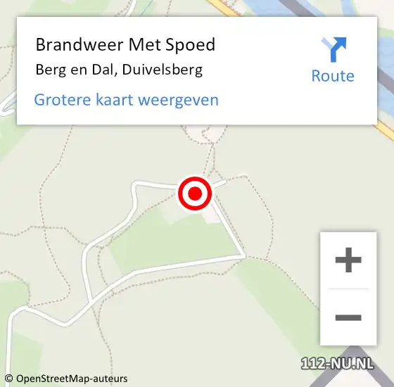 Locatie op kaart van de 112 melding: Brandweer Met Spoed Naar Berg en Dal, Duivelsberg op 17 oktober 2022 15:28