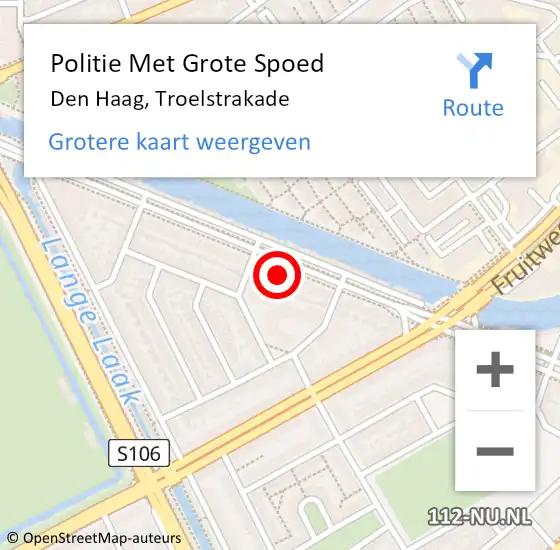 Locatie op kaart van de 112 melding: Politie Met Grote Spoed Naar Den Haag, Troelstrakade op 17 oktober 2022 17:13