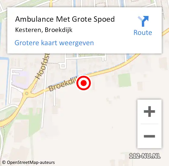 Locatie op kaart van de 112 melding: Ambulance Met Grote Spoed Naar Kesteren, Broekdijk op 17 oktober 2022 18:25