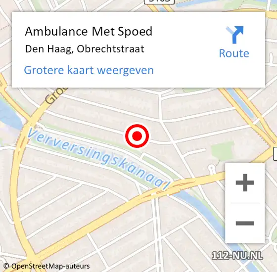 Locatie op kaart van de 112 melding: Ambulance Met Spoed Naar Den Haag, Obrechtstraat op 17 oktober 2022 19:18