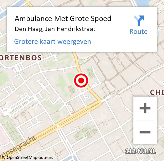 Locatie op kaart van de 112 melding: Ambulance Met Grote Spoed Naar Den Haag, Jan Hendrikstraat op 17 oktober 2022 21:20