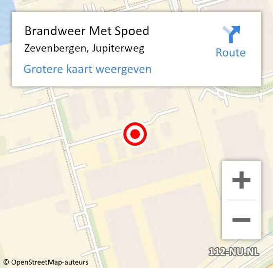 Locatie op kaart van de 112 melding: Brandweer Met Spoed Naar Zevenbergen, Jupiterweg op 18 oktober 2022 01:22
