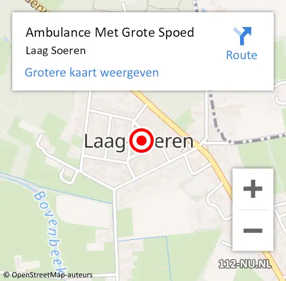Locatie op kaart van de 112 melding: Ambulance Met Grote Spoed Naar Laag Soeren op 1 augustus 2014 20:29