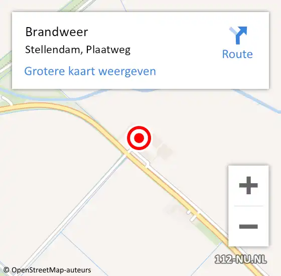 Locatie op kaart van de 112 melding: Brandweer Stellendam, Plaatweg op 18 oktober 2022 07:57