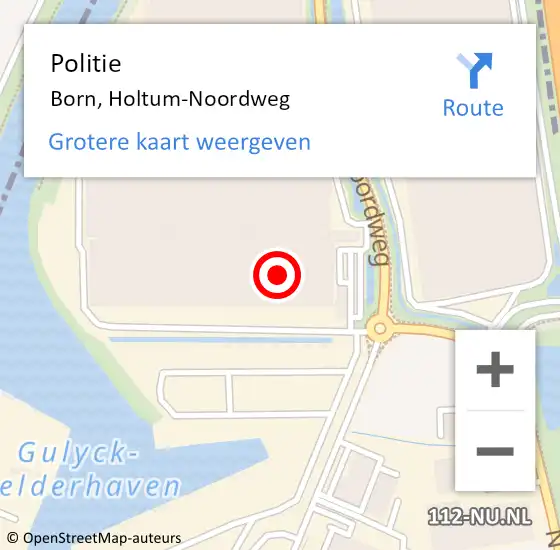 Locatie op kaart van de 112 melding: Politie Born, Holtum-Noordweg op 18 oktober 2022 08:34