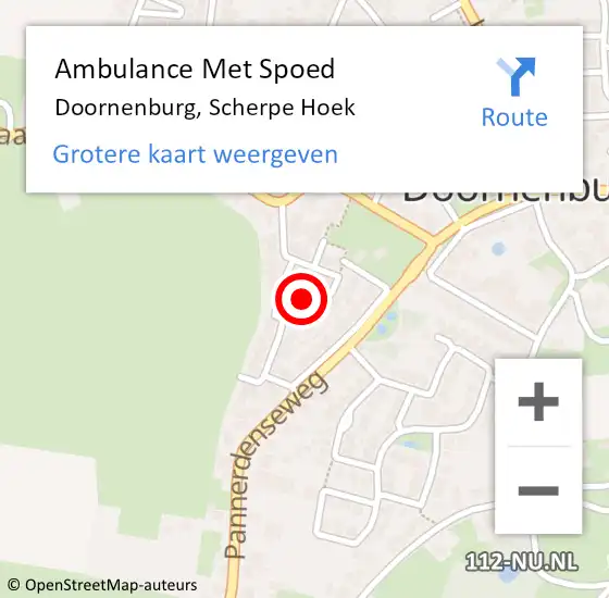 Locatie op kaart van de 112 melding: Ambulance Met Spoed Naar Doornenburg, Scherpe Hoek op 18 oktober 2022 08:56
