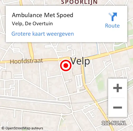 Locatie op kaart van de 112 melding: Ambulance Met Spoed Naar Velp, De Overtuin op 18 oktober 2022 10:03