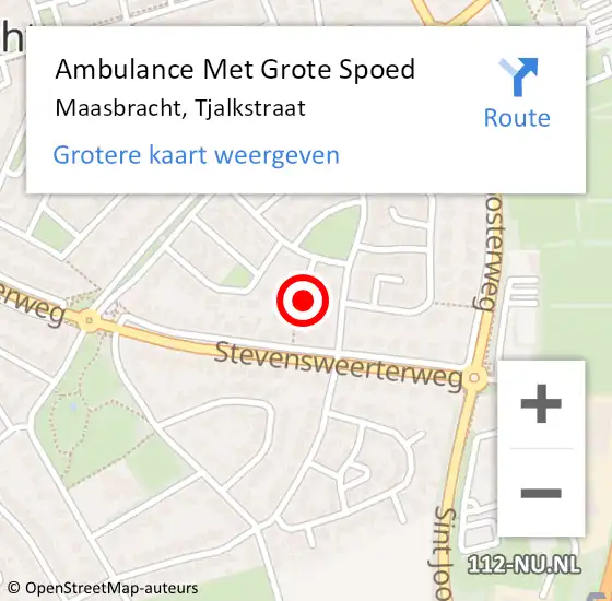 Locatie op kaart van de 112 melding: Ambulance Met Grote Spoed Naar Maasbracht, Tjalkstraat op 18 oktober 2022 10:10