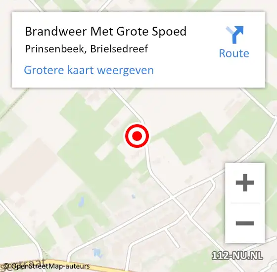 Locatie op kaart van de 112 melding: Brandweer Met Grote Spoed Naar Prinsenbeek, Brielsedreef op 18 oktober 2022 10:42