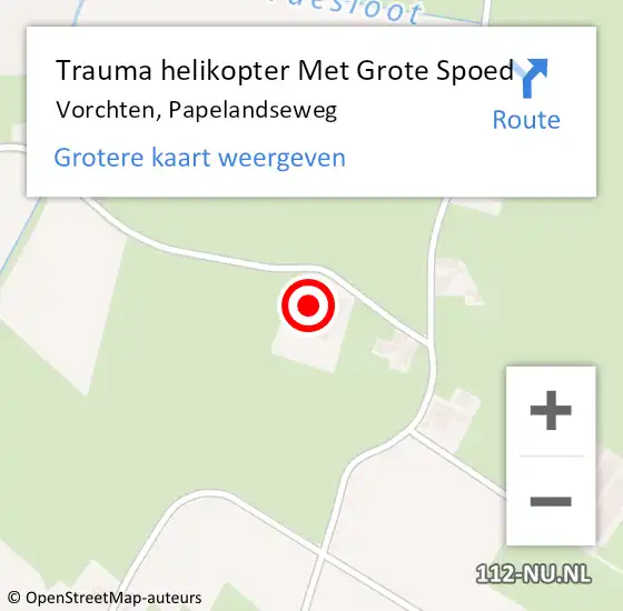 Locatie op kaart van de 112 melding: Trauma helikopter Met Grote Spoed Naar Vorchten, Papelandseweg op 18 oktober 2022 14:49