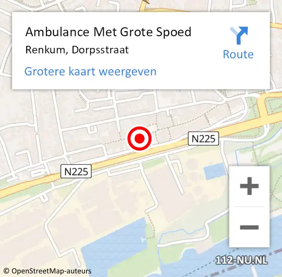 Locatie op kaart van de 112 melding: Ambulance Met Grote Spoed Naar Renkum, Dorpsstraat op 18 oktober 2022 15:35