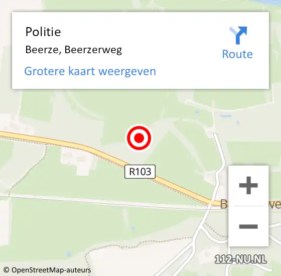 Locatie op kaart van de 112 melding: Politie Beerze, Beerzerweg op 18 oktober 2022 16:30