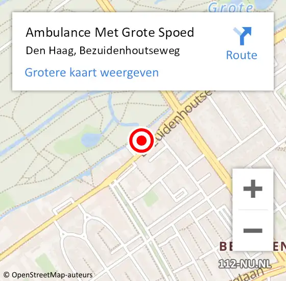 Locatie op kaart van de 112 melding: Ambulance Met Grote Spoed Naar Den Haag, Bezuidenhoutseweg op 18 oktober 2022 16:48