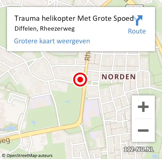Locatie op kaart van de 112 melding: Trauma helikopter Met Grote Spoed Naar Diffelen, Rheezerweg op 18 oktober 2022 16:51
