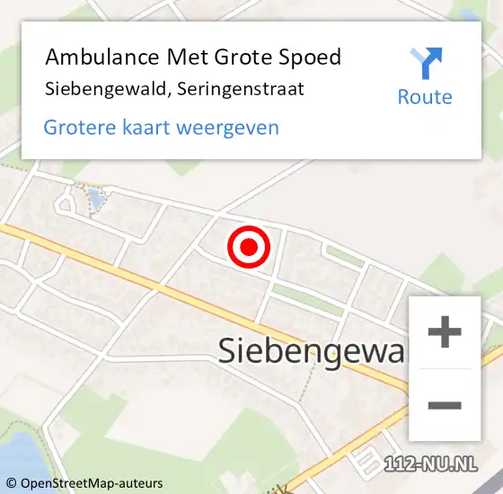 Locatie op kaart van de 112 melding: Ambulance Met Grote Spoed Naar Siebengewald, Seringenstraat op 18 oktober 2022 17:43