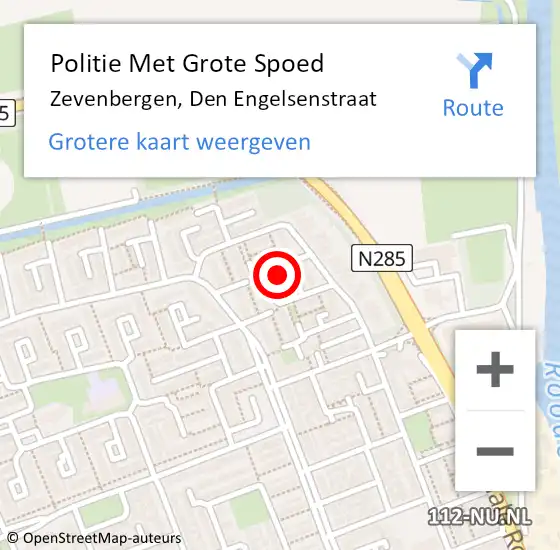 Locatie op kaart van de 112 melding: Politie Met Grote Spoed Naar Zevenbergen, Den Engelsenstraat op 18 oktober 2022 18:12