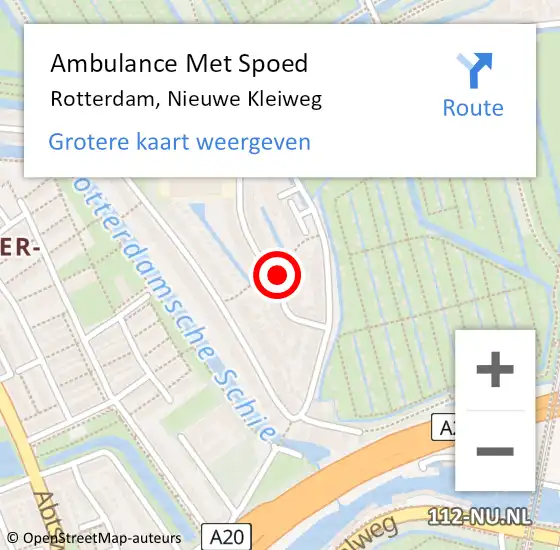 Locatie op kaart van de 112 melding: Ambulance Met Spoed Naar Rotterdam, Nieuwe Kleiweg op 18 oktober 2022 18:23