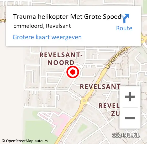 Locatie op kaart van de 112 melding: Trauma helikopter Met Grote Spoed Naar Emmeloord, Revelsant op 18 oktober 2022 20:28