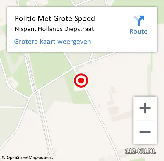 Locatie op kaart van de 112 melding: Politie Met Grote Spoed Naar Nispen, Hollands Diepstraat op 18 oktober 2022 21:40