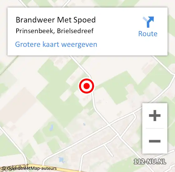 Locatie op kaart van de 112 melding: Brandweer Met Spoed Naar Prinsenbeek, Brielsedreef op 19 oktober 2022 00:06