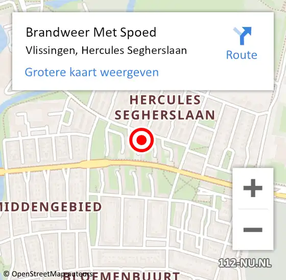 Locatie op kaart van de 112 melding: Brandweer Met Spoed Naar Vlissingen, Hercules Segherslaan op 19 oktober 2022 00:09
