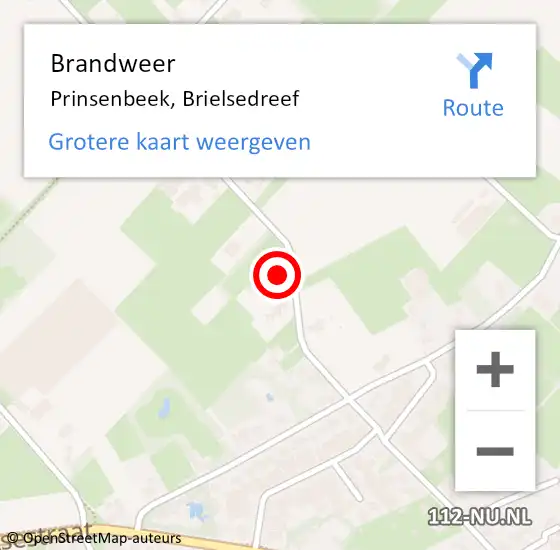 Locatie op kaart van de 112 melding: Brandweer Prinsenbeek, Brielsedreef op 19 oktober 2022 01:11