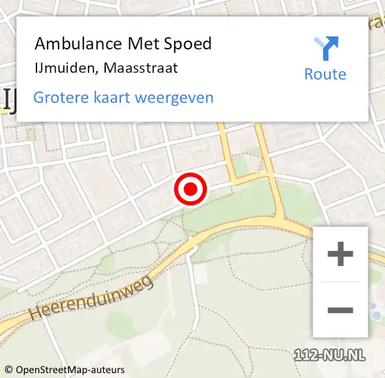 Locatie op kaart van de 112 melding: Ambulance Met Spoed Naar IJmuiden, Maasstraat op 19 oktober 2022 01:12