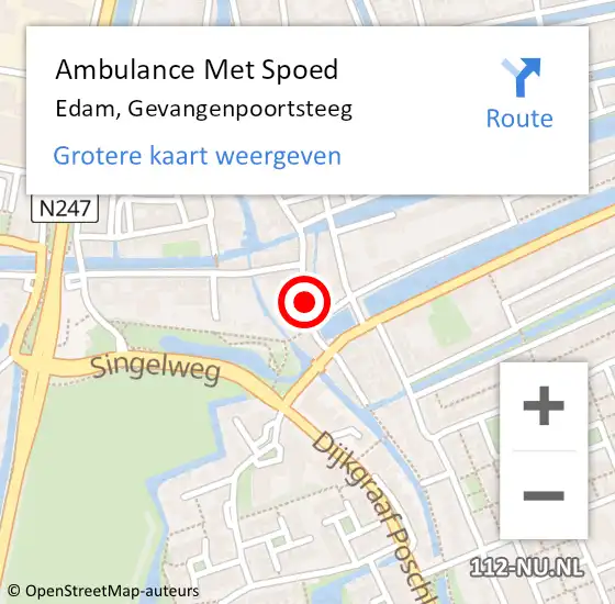 Locatie op kaart van de 112 melding: Ambulance Met Spoed Naar Edam, Gevangenpoortsteeg op 19 oktober 2022 03:14