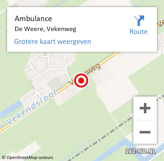 Locatie op kaart van de 112 melding: Ambulance De Weere, Vekenweg op 19 oktober 2022 03:51