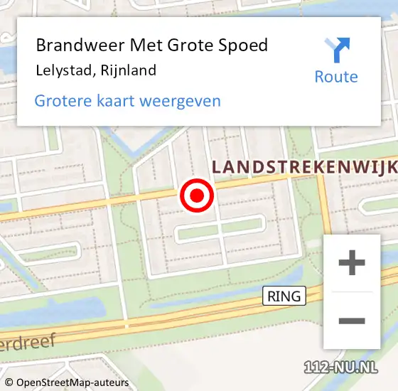Locatie op kaart van de 112 melding: Brandweer Met Grote Spoed Naar Lelystad, Rijnland op 19 oktober 2022 08:08